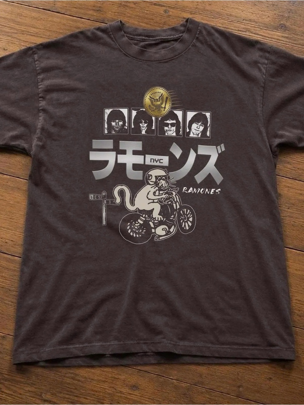 Ramones Graphic Tee with White and Gold Print